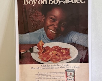 1977 Chef Boy-ar-Dee Ravioli Ad: Vintage Black Family Print