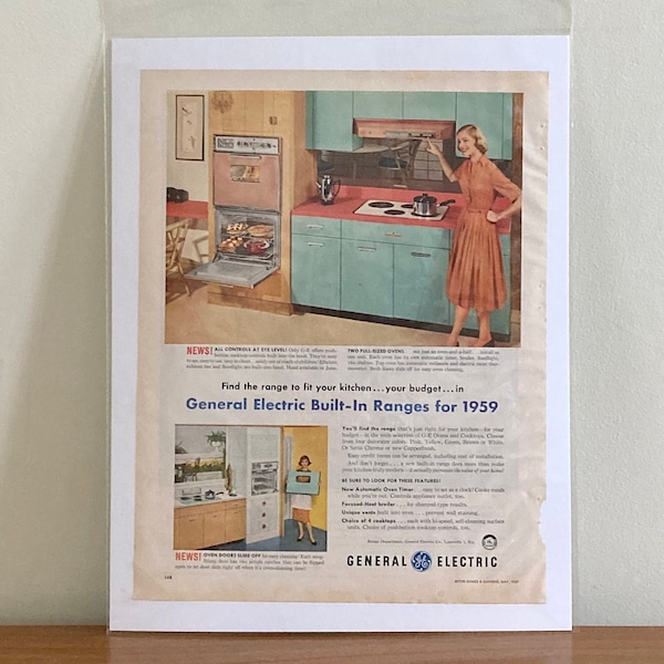 50s GE Built-In Ranges for 1959 Ad | Vintage General Electric Built-in Ovens Ad |  Ad | Vintage GE Appliances Ads