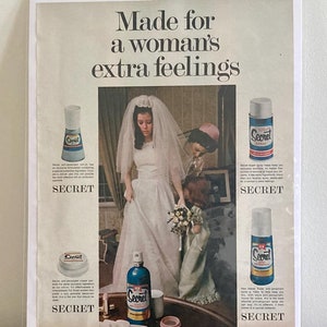 60s Secret Deodorant Ad | Vintage Secret &#39;Made for a Woman&#39;s Extra Feelings&#39; Print Ad | Vintage Deodorant Ad | Retro 60s Feminine Hygiene Ad
