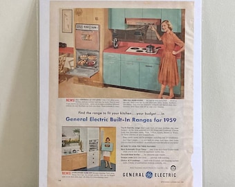 50s GE Built-In Ranges for 1959 Ad | Vintage General Electric Built-in Ovens Ad |  Ad | Vintage GE Appliances Ads