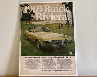 Buick Riviera Print Ad / 1969 GM Buick Riviera / Vintage General Motors Advertisement / Vintage Car Ads / Retro Automobilia / 60s Muscle Car