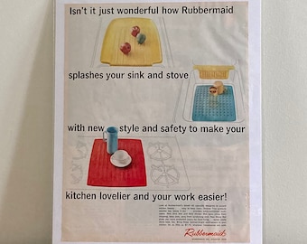 1959 Rubbermaid Drainer Trays Ad: Retro Kitchen Decor Print