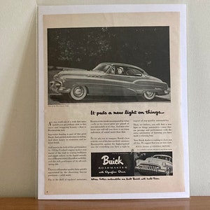 1950 Buick Roadmaster Ad | 1950 Buick Roadmaster &#39;It Puts a new Light on Things&#39; Print Ad | Vintage Buick Advertisement | Vintage Car Ads