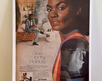 70s Posner Custom Blends Cosmetics print Ad Featuring Tamara Dobson Print Ad | Print Ad | Vintage Black Beauty and Makeup Ads