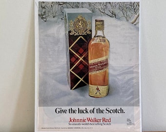 Vintage Johnnie Walker Red Scotch Ad - 1970s Retro Alcohol Print