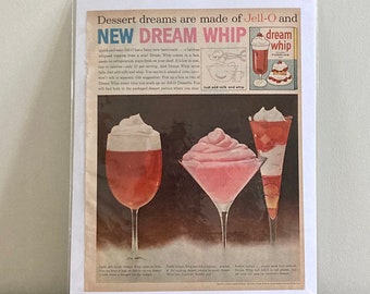 50s Dream Whip Topping Ad | Vintage Jell-O and Dream Whip Topping Print Advertisement | 50s Dessert Ads | 50s Diner Decor