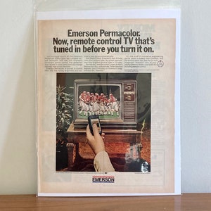 70s Emerson Permacolour TV Print Ad | Vintage Emerson Remote Control TV Print Ad | Vintage TV Advertisements | 70s Colour Television Ads