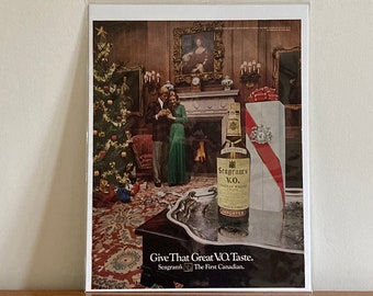 Anuncio de whisky Seagram's V.O. de 1972: Decoración navideña retro