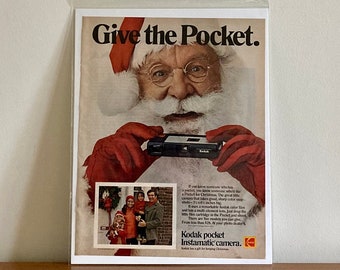 Vintage 1972 Kodak Instamatic Christmas Ad: Santa 'Give the Pocket'