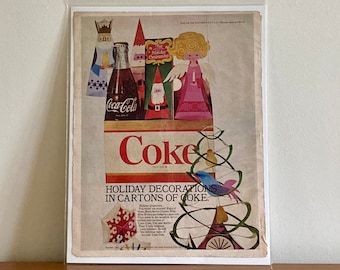 1964 Coca-Cola Christmas Ad: Retro Holiday Decor Print