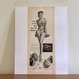 50s Ladies Swimwear Ad | Vintage Cole of California Swimsuit Print Ad | Cole Original Swimsuit Print Ads | Vintage Cole of California