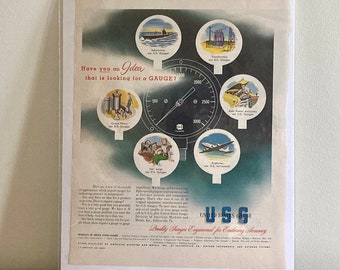 1950 US Gauge Print Ad: Vintage Industrial Advertising