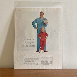 60s Bell Telephone Systems Ad | Vintage &quot;All Dressed Up for a Family Visit by Long Distance&quot; Bell Telephone Ad | Retro Telephone Ads