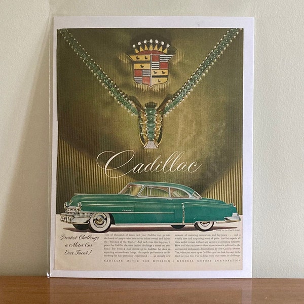 1950 Harry Winston pour Cadillac Publicité | publicité imprimée Cadillac vintage | Voitures rétro des années 50 | publicité Cadillac vintage