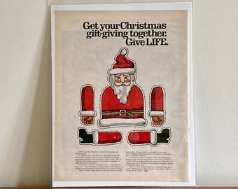 1972 LIFE Magazine Christmas Ad: Retro Santa Cutout