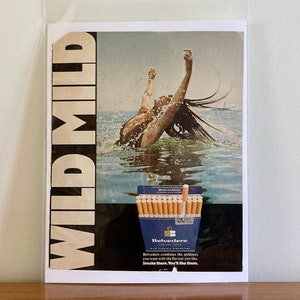 Advertentie 70s Belvedere Sigaretten | Vintage Belvedere &#39;WILD MILD&#39; printadvertentie | Retro sigarettenadvertentie | Sigarettenadvertenties uit de jaren 70