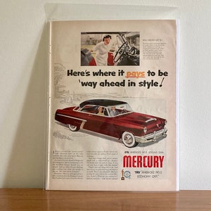 52' Merkur Print Ad | 1952 Ford Merkur 'America's No 1 Economy Car' Print Ad | Vintage Ford Merkur Print Werbung | Retro-Auto-Anzeigen
