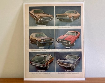 2 Page 1970 American Motors Print Ad | Vintage &#39;The Best Cars out of Detroit&#39; Ad | Retro Car Adverts | 70s AMC Ad | Vintage AMC Hornet