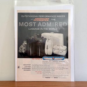 60s American Tourister Poodle Print Ad | &quot;Most Admired Luggage in the World&quot; | Retro Travel Advertisements | 60s American Tourister Luggage
