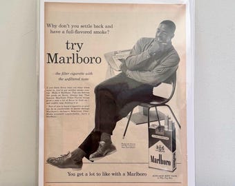 Vintage 1960 Marlboro Anzeige: Roosevelt Brown, Ebony Magazine