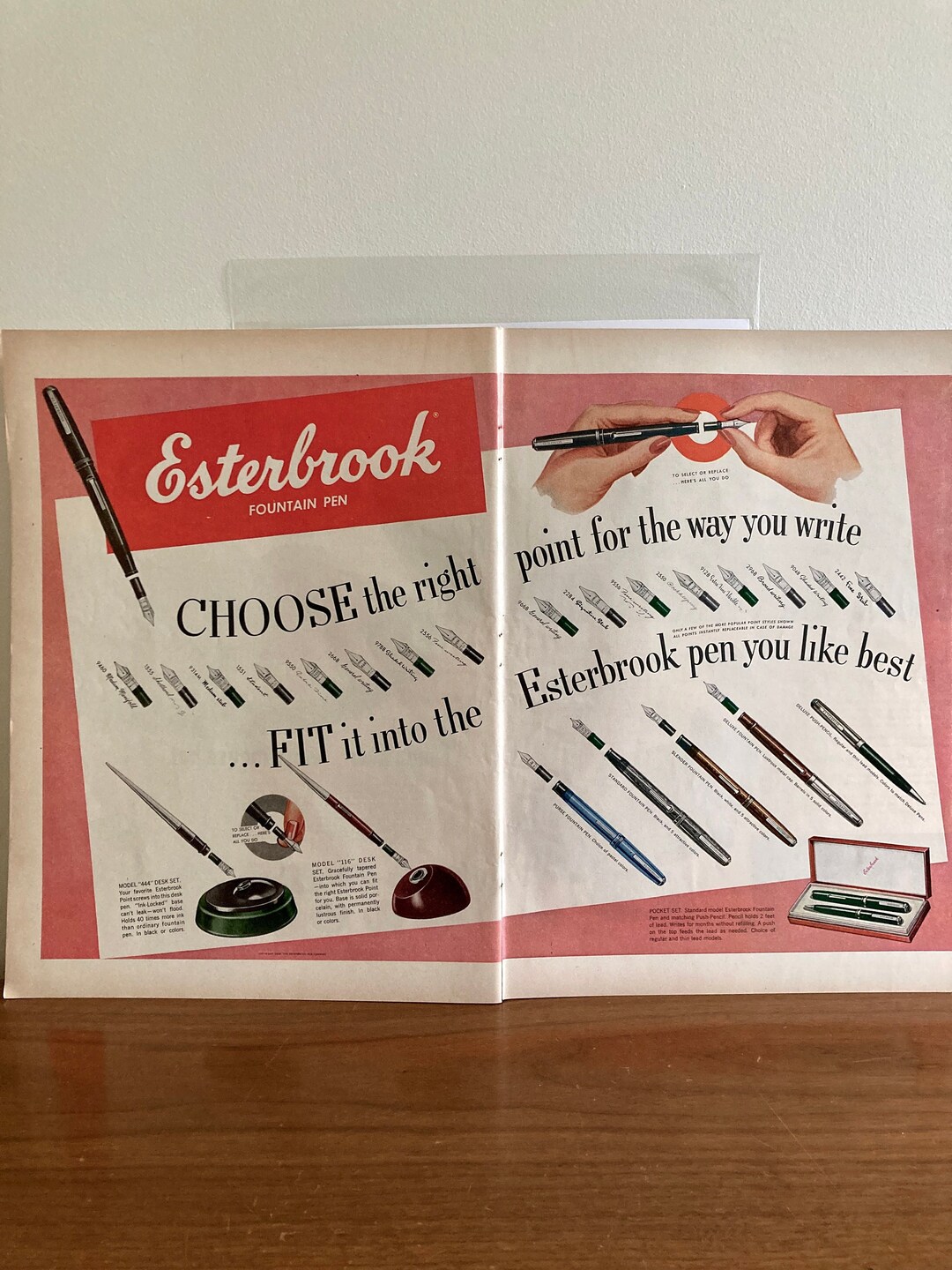 50s Esterbrook Fountain Pens Print Ad Vintage Esterbrook 'choose