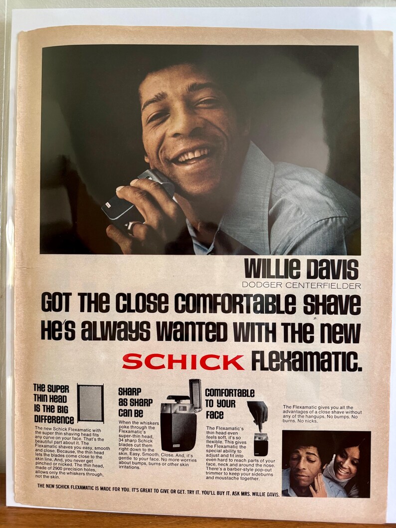 1972 Schick Flexamatic Razor Ad: Willie Davis, Ebony Magazine - Etsy