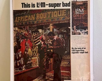 1970s L&M Cigarettes Print Ad: "African Boutique" Vintage Decor