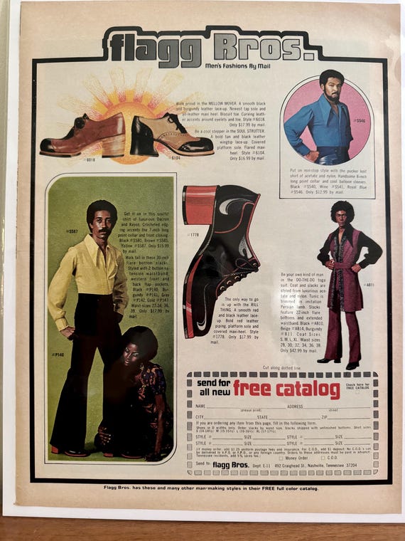 70s Flagg Bros Men's Fashion Ad: Vintage Black Fashion Print - Etsy