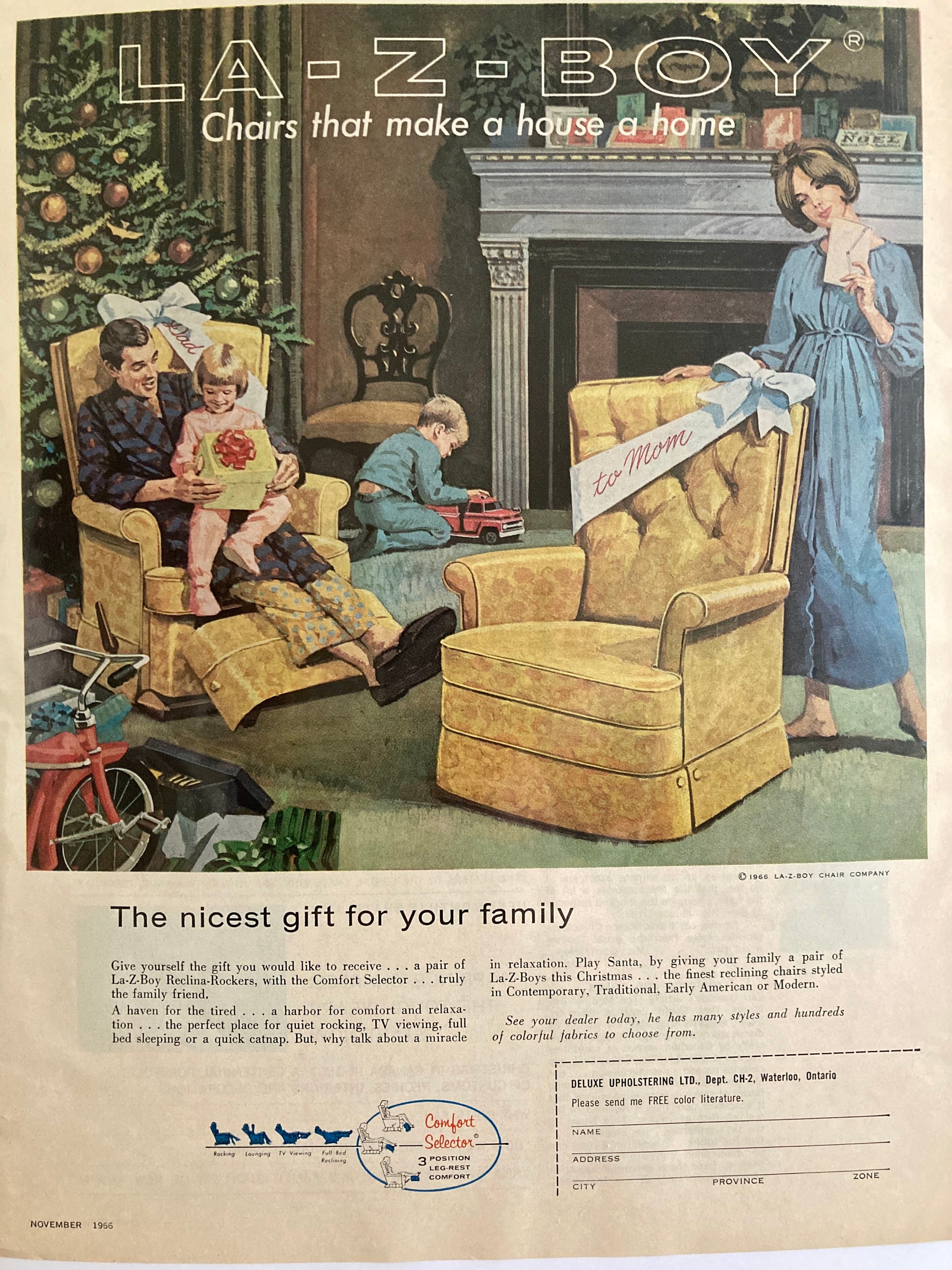 1966 La-z-boy Chairs Print Ad: Retro Furniture Decor - Etsy