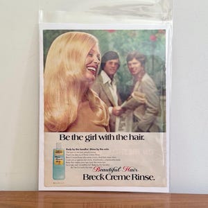 70s &quot;Be the Girl with the Hair&quot; Breck Advertisement | Vintage Breck Creme Rinse Ad 1974 | Retro Hair Print Ad | 70s Beauty Print Ads