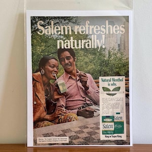 1970s Salem Menthol Print Ad | Vintage &#39;Salem Refreshes Naturally&#39; Menthol Cigarettes  Ad | Vintage Salem Cigs Ads | Vintage Black Media