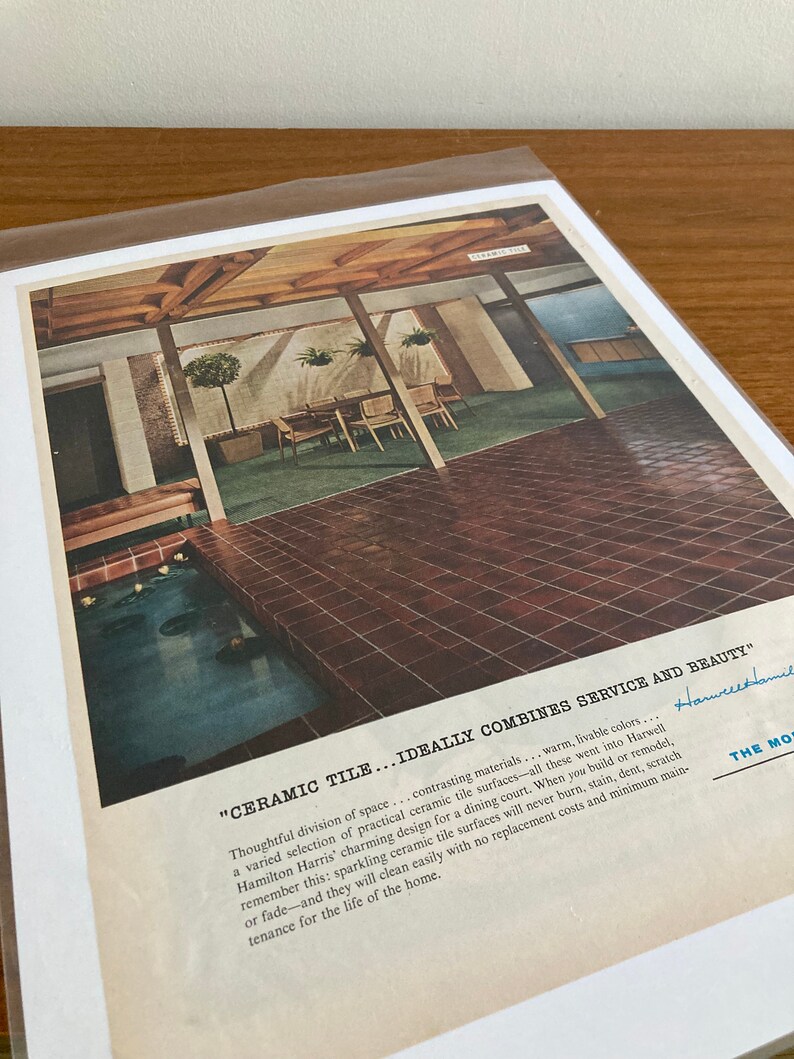 50s Harwell Hamilton Harris Design Ad Vintage Mid Century Modern Ceramic Flooring Print Ad Retro Ceramic Flooring Ads 50s Flooring image 3