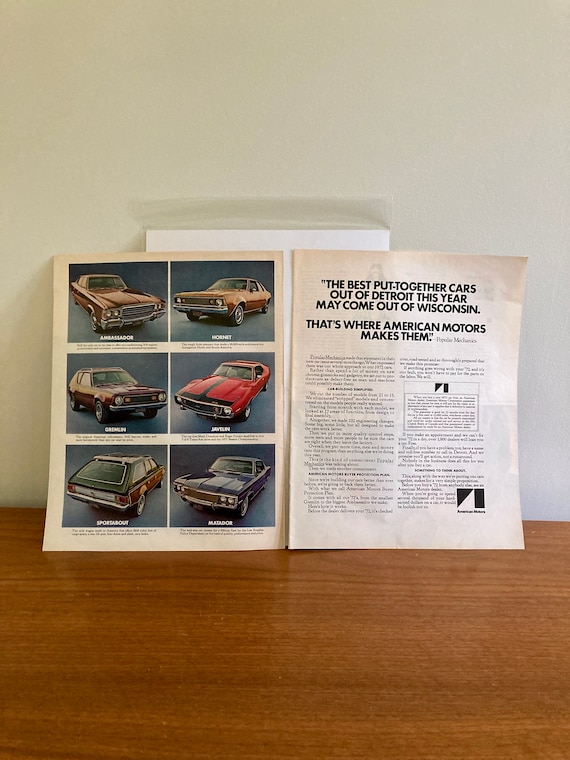 1970/71のアメリカのオートキャンプ案内 1970 AMC Car Ad: Hornet, Ambassador, Javelin, Gremlin - Etsy