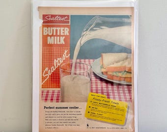 Sealtest-advertentie karnemelk uit de jaren 60: vintage woonkeuken decorafdruk