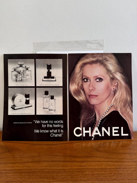 1970s Catherine Deneuve for Chanel No5 2 Page Print Ad | Vintage