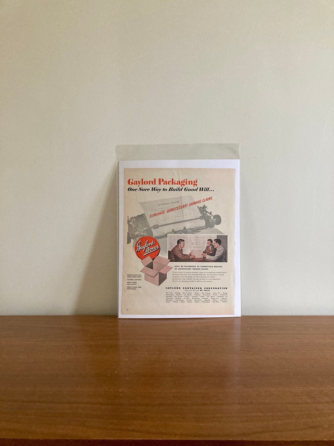 1950 Gaylord Container Corp Print Ad 1950 Gaylord Packaging 'eliminate