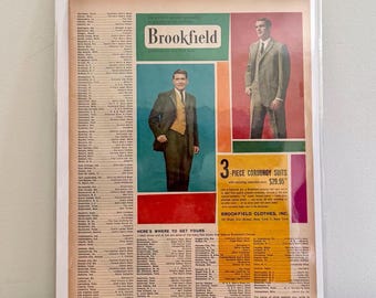 1960s Brookfield Clothes Inc Print Ad: Vintage Men's Fashion Ad