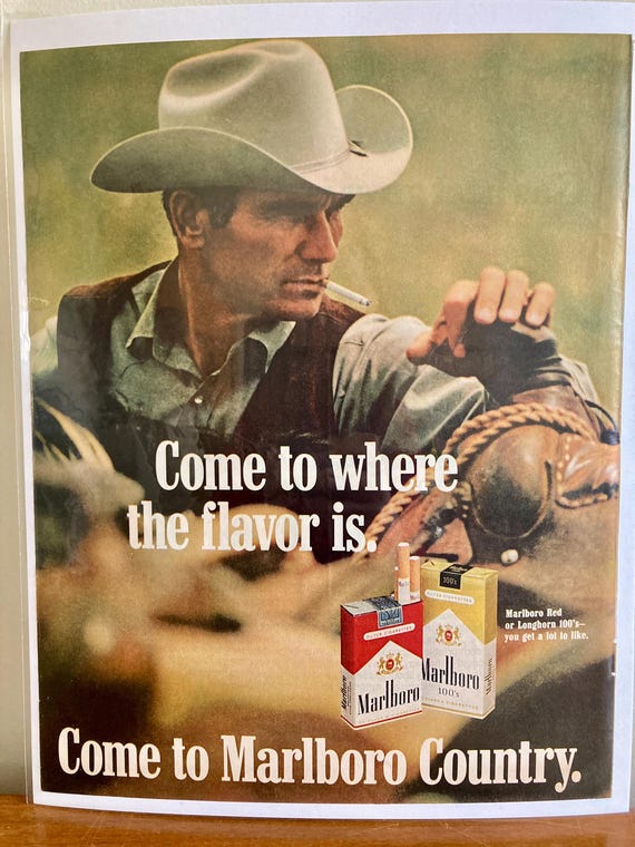 1970 Marlboro Man Ad: Vintage Cowboy Print