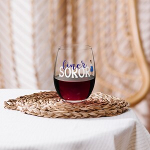 Zeta Phi Beta Finer Soror Stemless wine glass