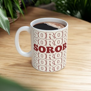 DST Stacked Soror White Ceramic Mug