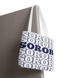 ZPhiB Blue and White Soror AOP Tote Bag