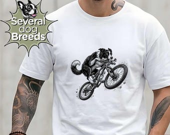 Dog On A Bike T-Shirt | Funny Dog Riding Bicycle TShirt | Dog Cycling Humor Tee | Gift for Bikers And Dog Parents