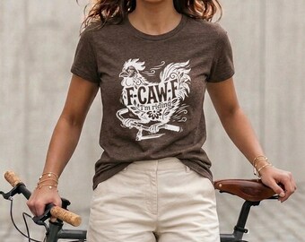 F-CAW-F Chicken T-Shirt | Biking Chicken  | Funny Cycling Tee for Women |  Cyclists Gift