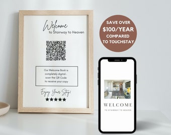 QR Code Airbnb Welcome Book Template: Minimalist Digital Guide (Digital Download)