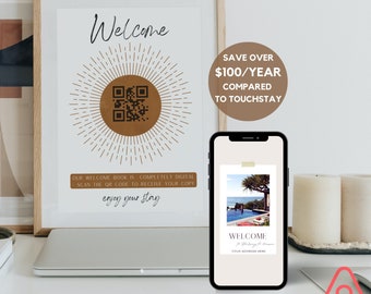 Libro de bienvenida con código QR de Boho: Guía digital de Airbnb y VRBO