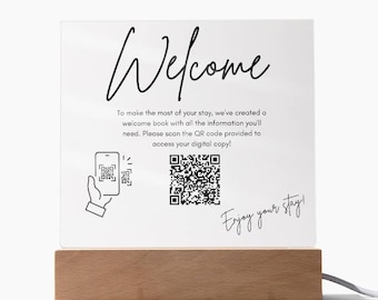 Airbnb Welcome Sign: Acrylic QR Code Display Plaque