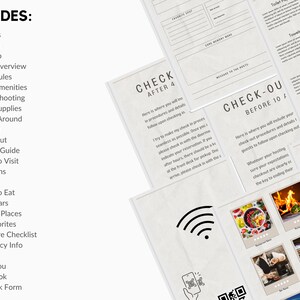 May include: A checklist for guests staying at a vacation rental. The checklist includes sections for check-in, check-out, house rules, amenities, and local attractions. The checklist is designed to help guests have a smooth and enjoyable stay.