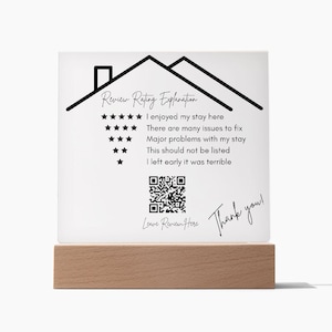 Rating Review Overview Plaque, Airbnb Rating, Vrbo Rating, Short Term Rental Rating Overview, QR Code Rating