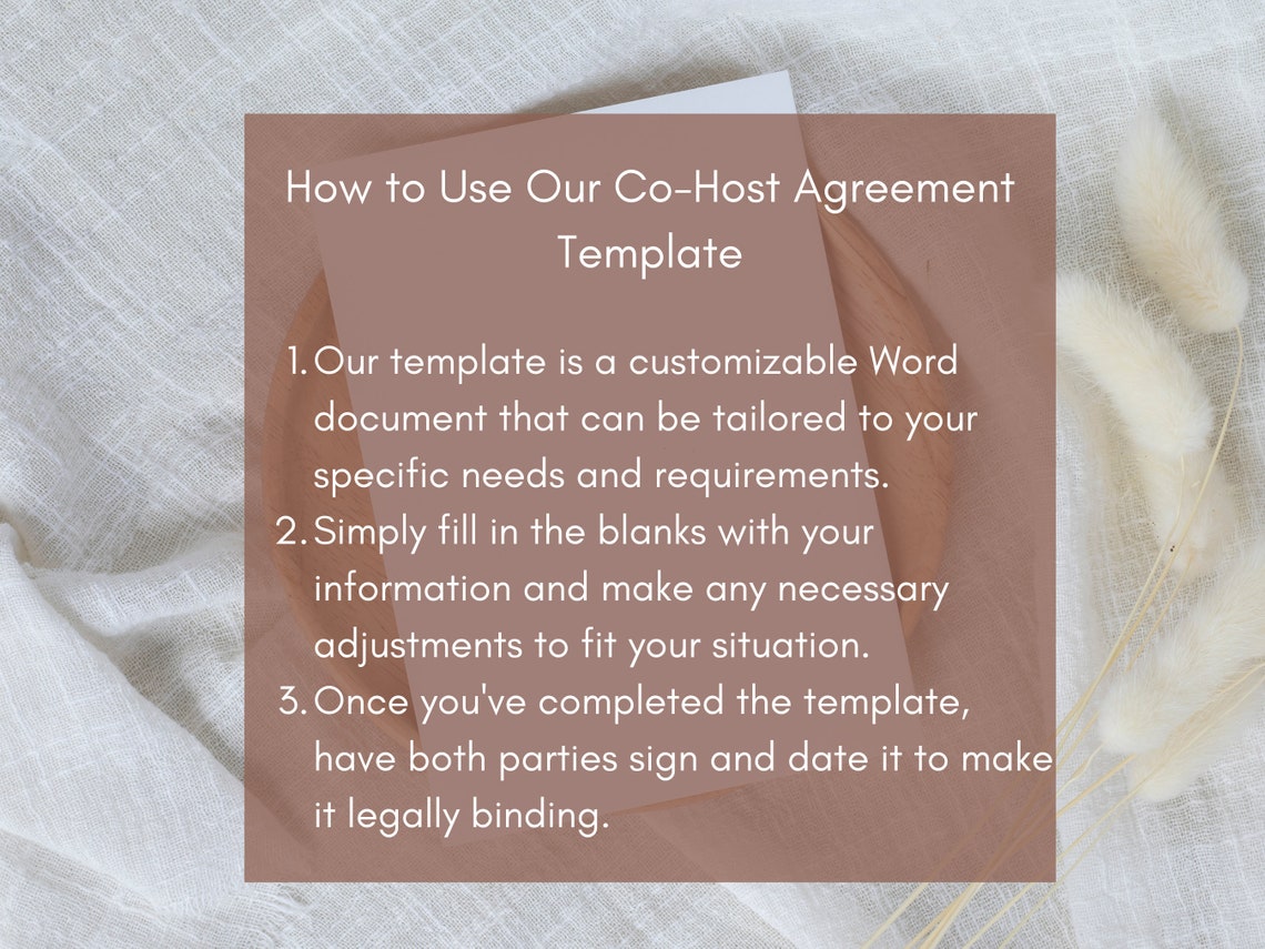 Co-host Agreement Template, Customizable, Short-term Rental Contract ...