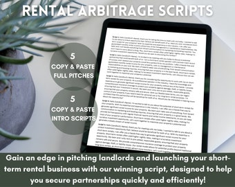 Short Term Rental Arbitrage Scripts, Rental Arbitrage Scripts, Pitch Scripts to Landlord, Passive Income, Arbitrage Exchanges and Scripts
